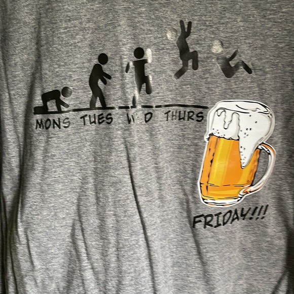 NWOT Source Unknown Gray Beer Weekend Tee Shirt Size L - Picture 2 of 4